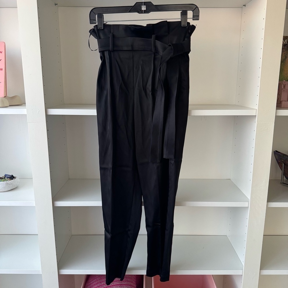 AMANDA UPRICHARD Tessi Satin Paperbag Belted Trouser Pants - Picture 5 of 8